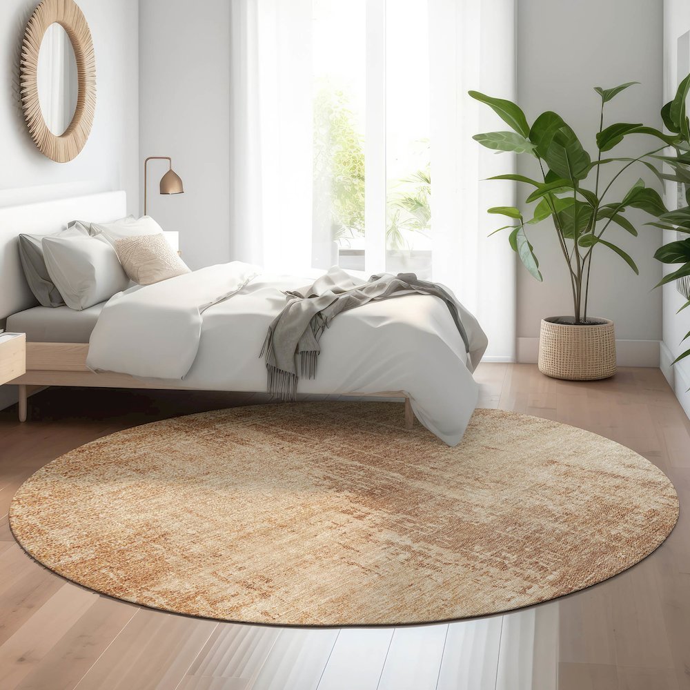 Premium Machine Washable Mayfield AMF796 Terracotta 8' x 8' Round Rug. Picture 5