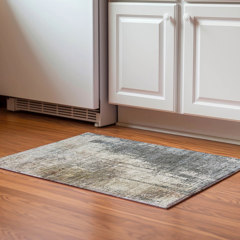 Premium Machine Washable Mayfield AMF797 Beige 1'8" x 2'6" Rug. Picture 5