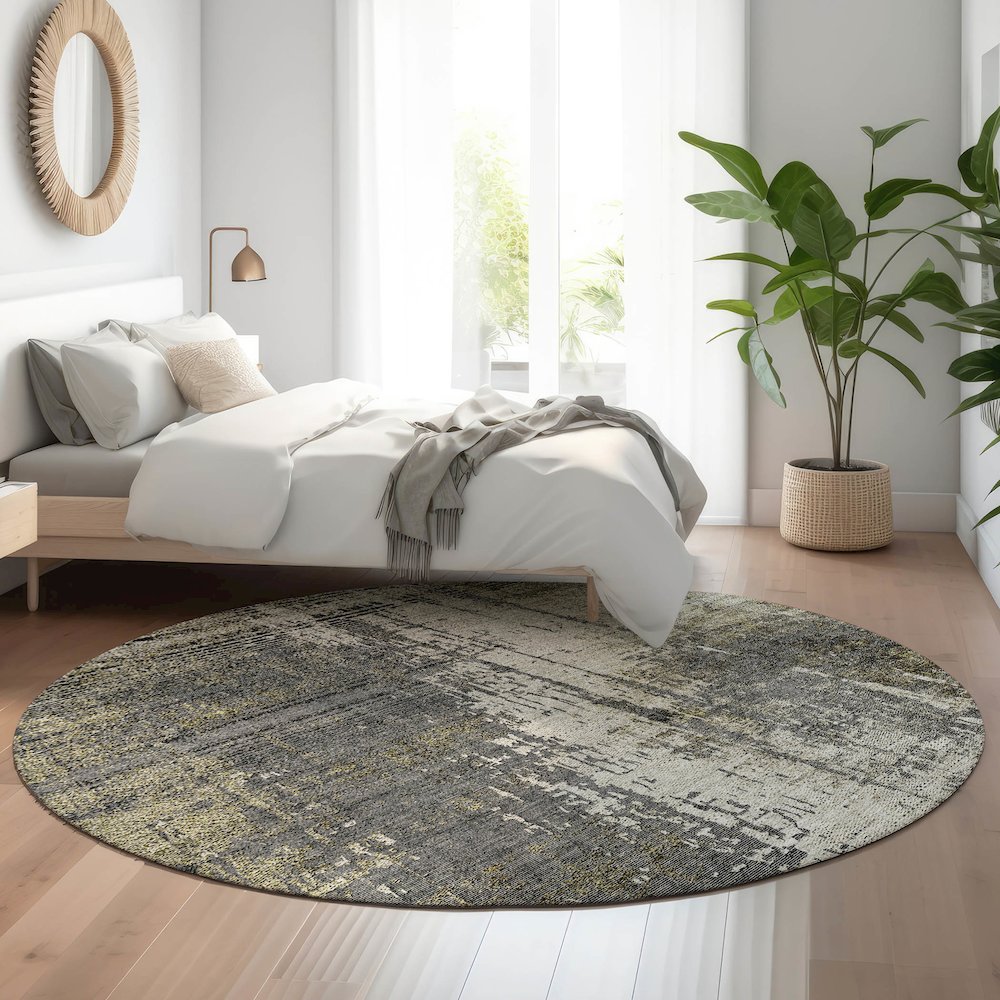 Premium Machine Washable Mayfield AMF797 Taupe 8' x 8' Round Rug. Picture 5