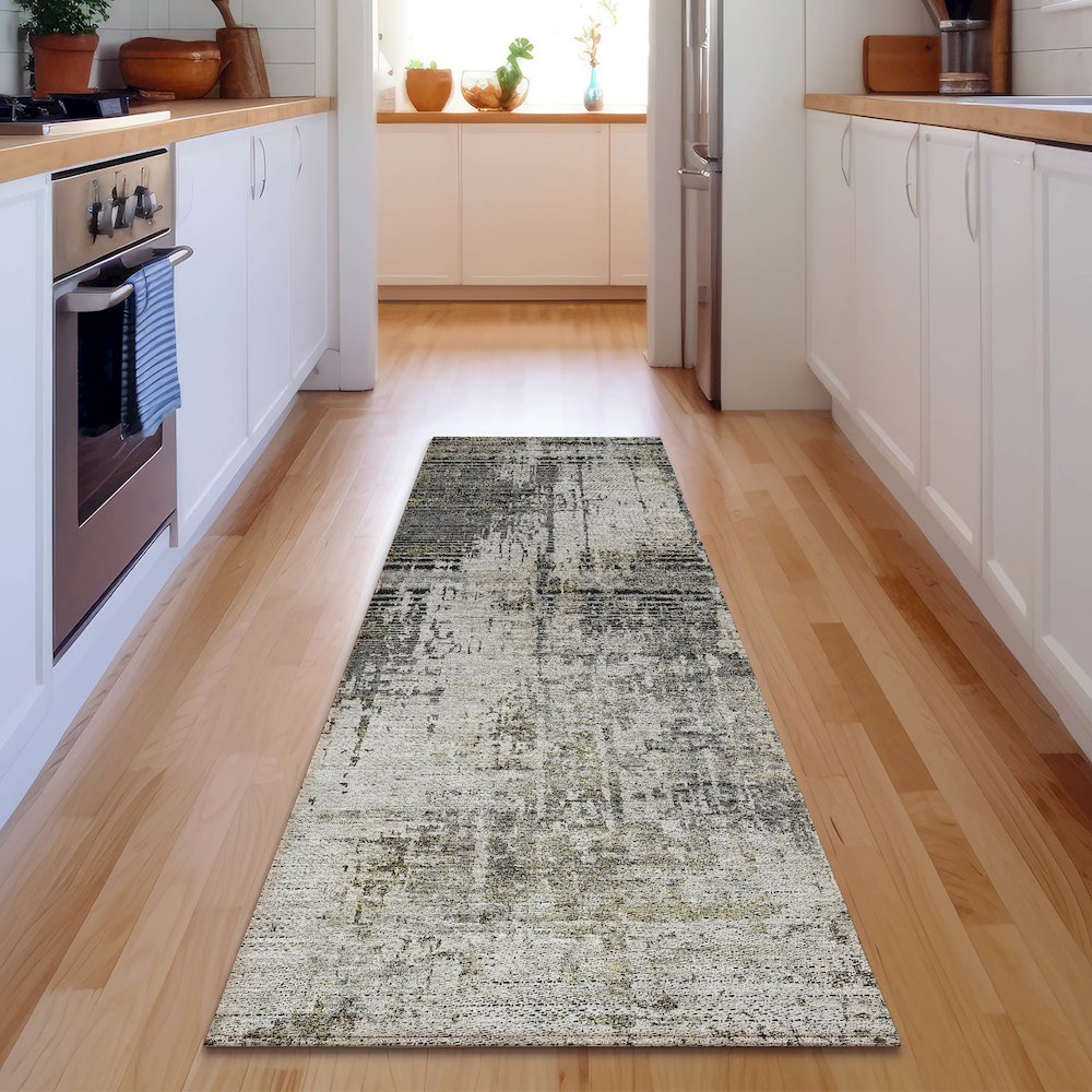 Premium Machine Washable Mayfield AMF797 Taupe 2'3" x 7'6" Runner Rug. Picture 5