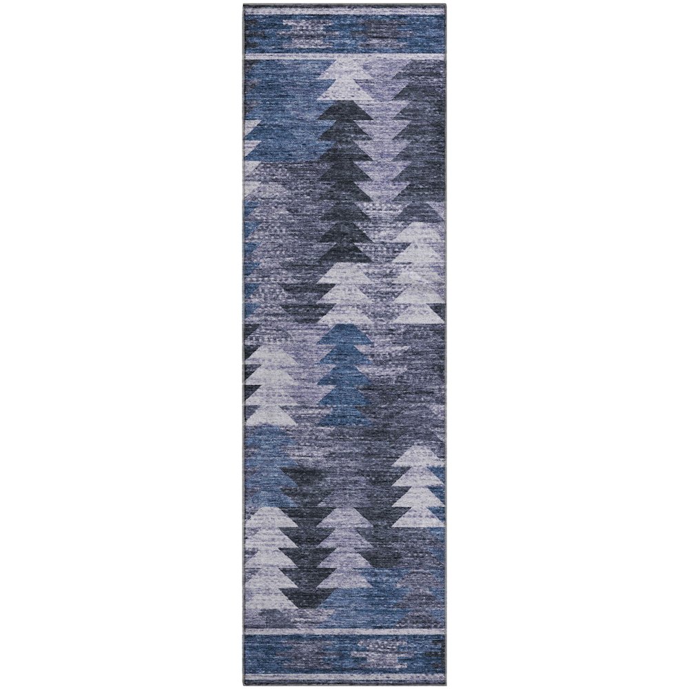 Premium Machine Washable Mayfield AMF798 Blue 2'3" x 7'6" Runner Rug. Picture 1