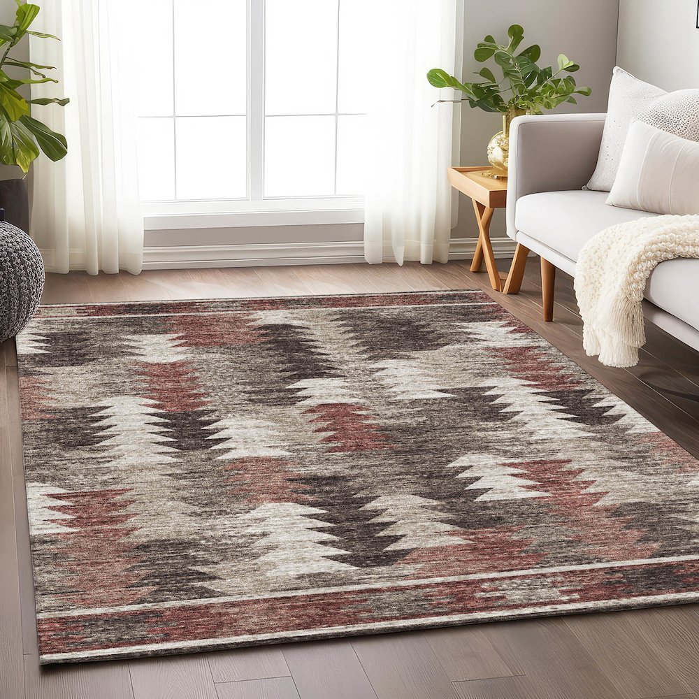 Premium Machine Washable Mayfield AMF798 Chocolate 2'6" x 3'10" Rug. Picture 6