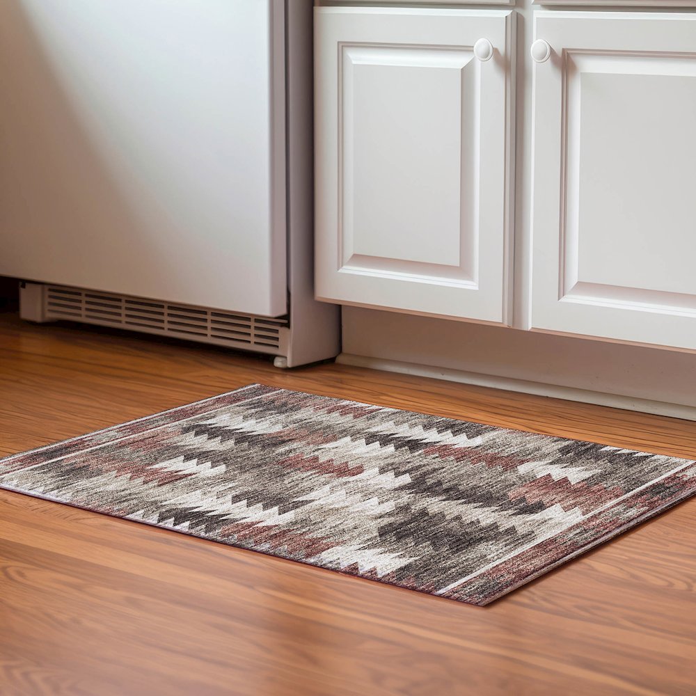 Premium Machine Washable Mayfield AMF798 Chocolate 1'8" x 2'6" Rug. Picture 5