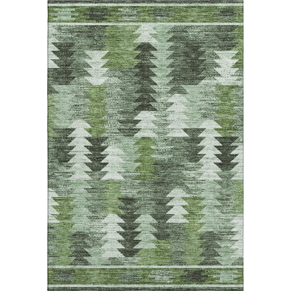Premium Machine Washable Mayfield AMF798 Olive 2'6" x 3'10" Rug. Picture 1