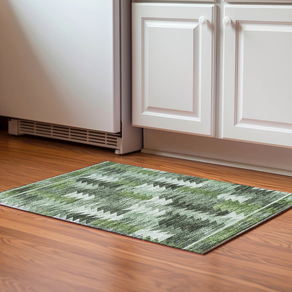 Premium Machine Washable Mayfield AMF798 Olive 1'8" x 2'6" Rug. Picture 5