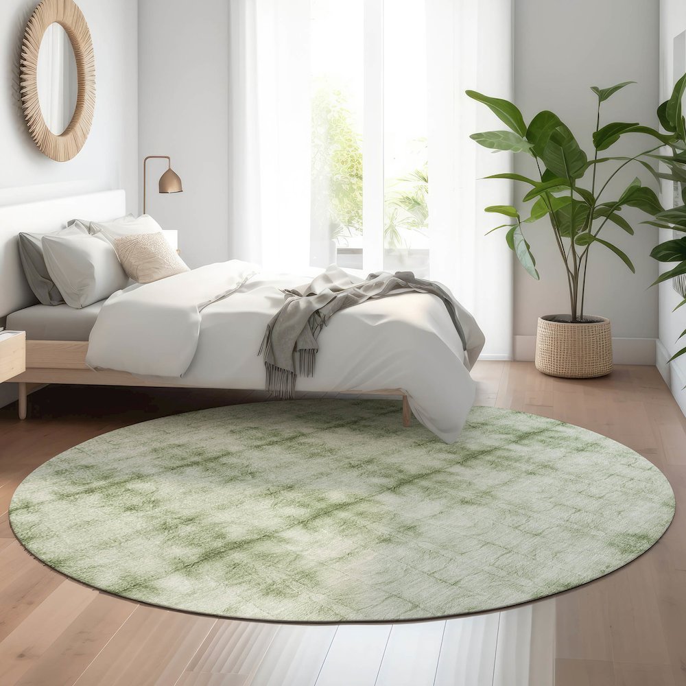 Premium Machine Washable Mayfield AMF799 Sage 8' x 8' Round Rug. Picture 5