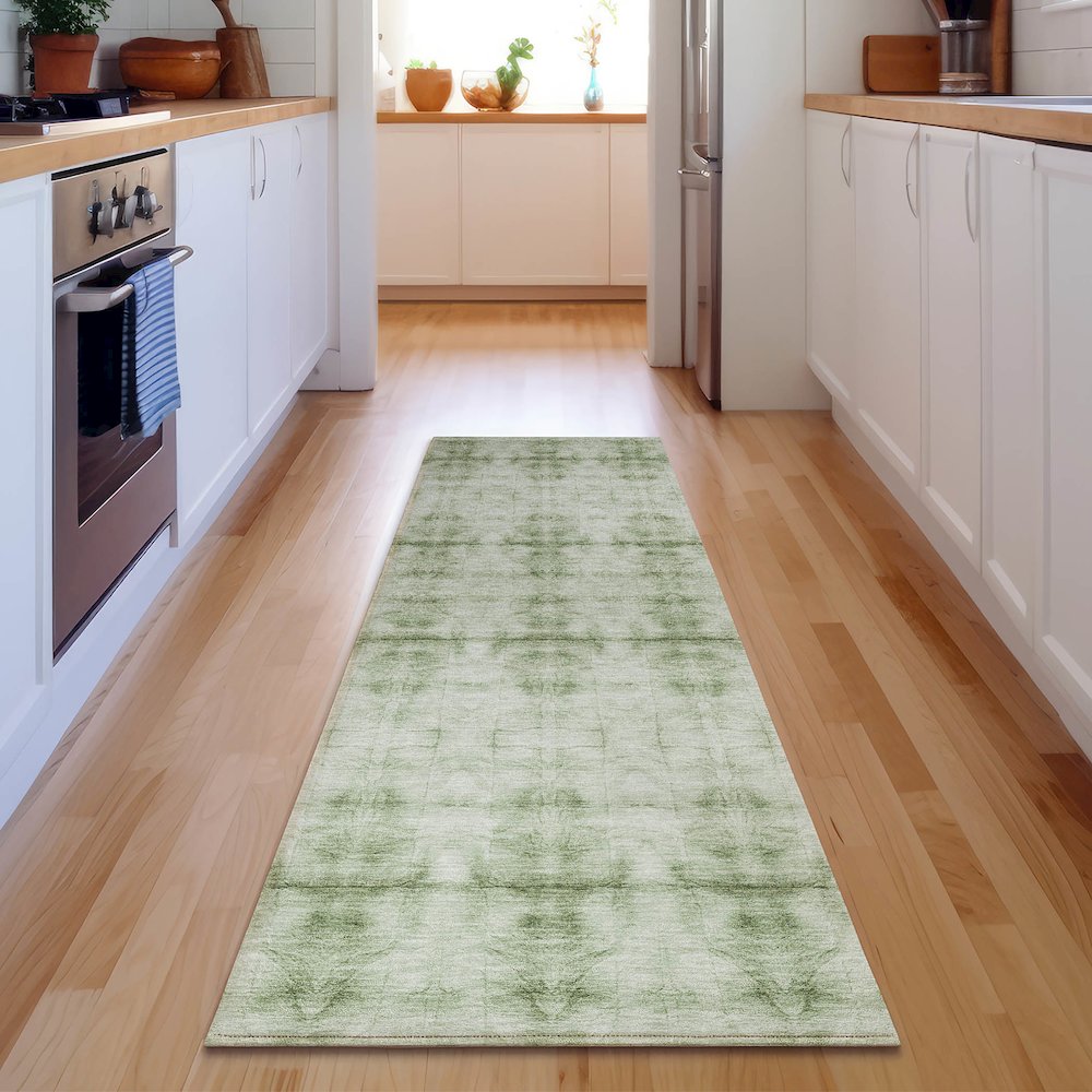 Premium Machine Washable Mayfield AMF799 Sage 2'3" x 7'6" Runner Rug. Picture 5