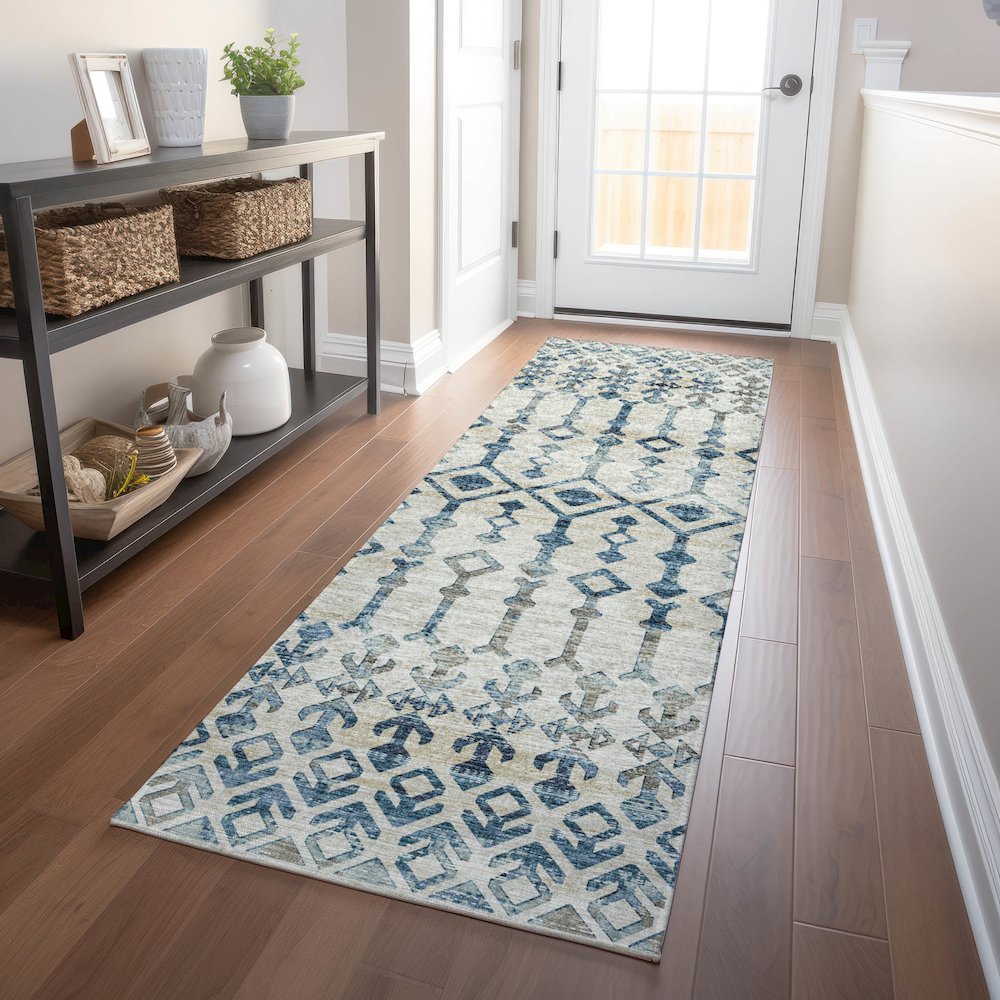 Premium Machine Washable Mayfield  Ivory 2'3" x 7'6" Runner Rug. Picture 5