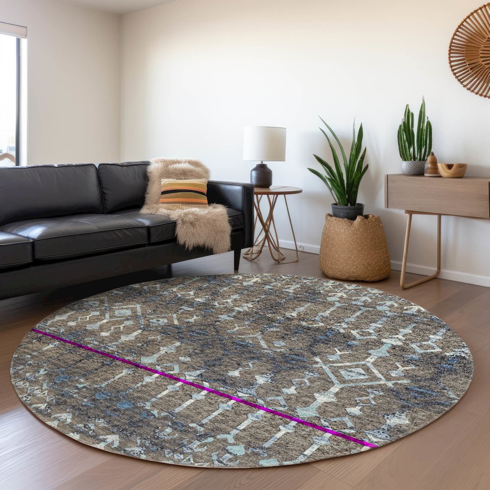 Premium Machine Washable Mayfield  Mink 8' x 8' Round Rug. Picture 5