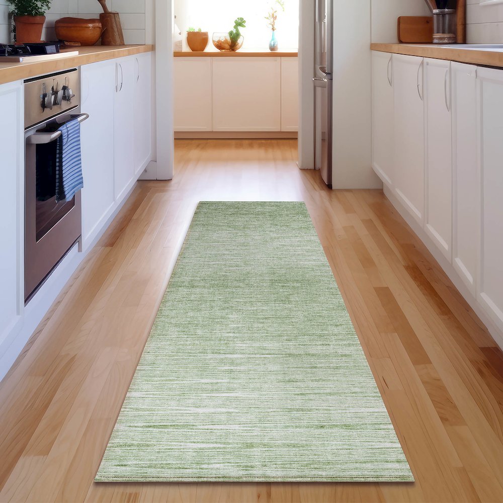 Premium Machine Washable Mayfield AMF800 Aloe 2'3" x 7'6" Runner Rug. Picture 5