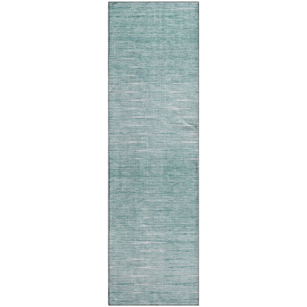 Premium Machine Washable Mayfield AMF800 Aqua 2'3" x 7'6" Runner Rug. Picture 1
