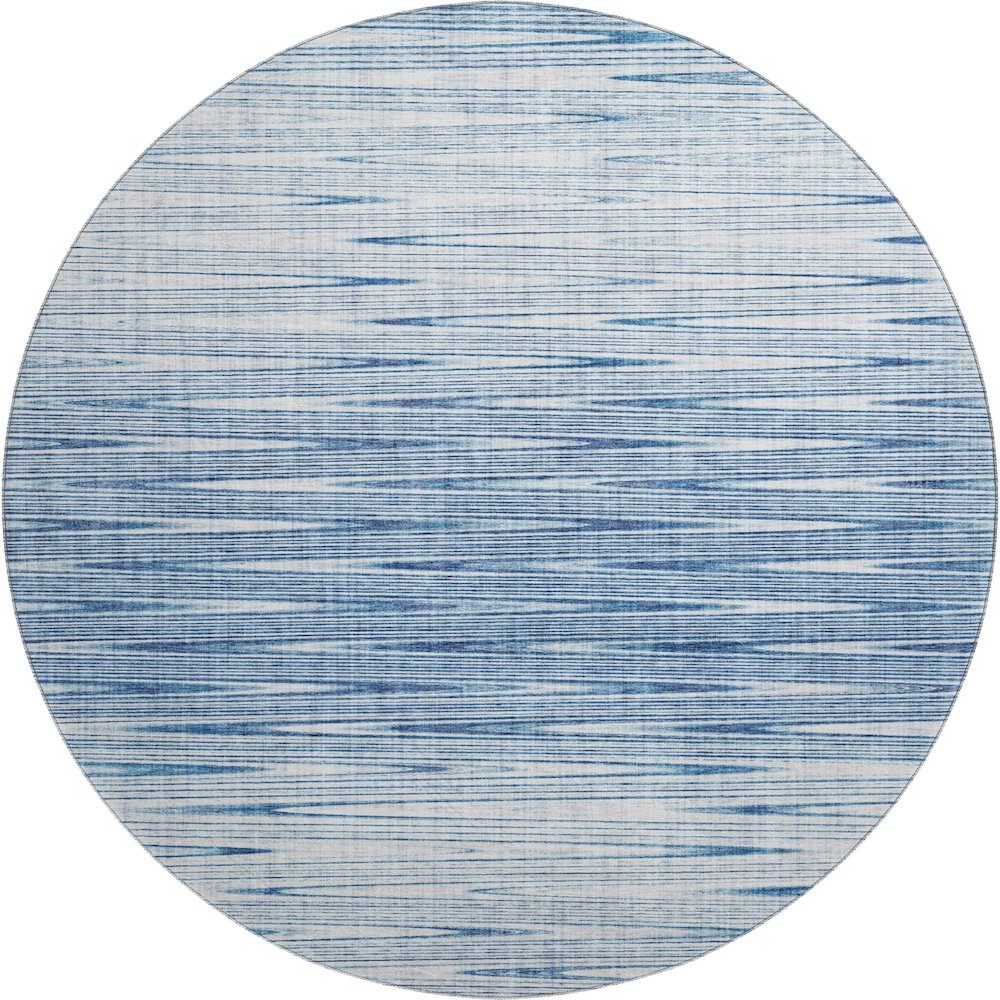 Premium Machine Washable Mayfield AMF800 Blue 8' x 8' Round Rug. Picture 1