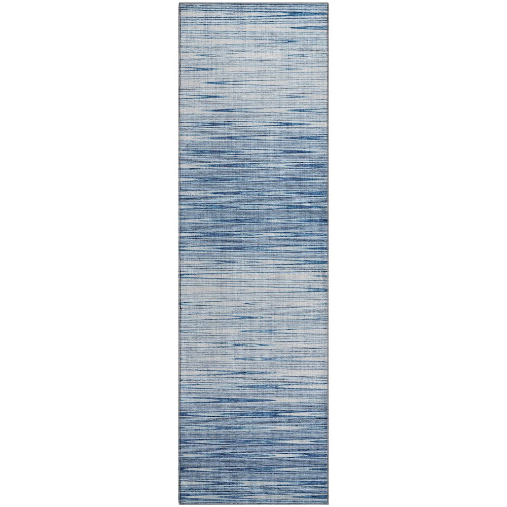 Premium Machine Washable Mayfield AMF800 Blue 2'3" x 7'6" Runner Rug. Picture 1