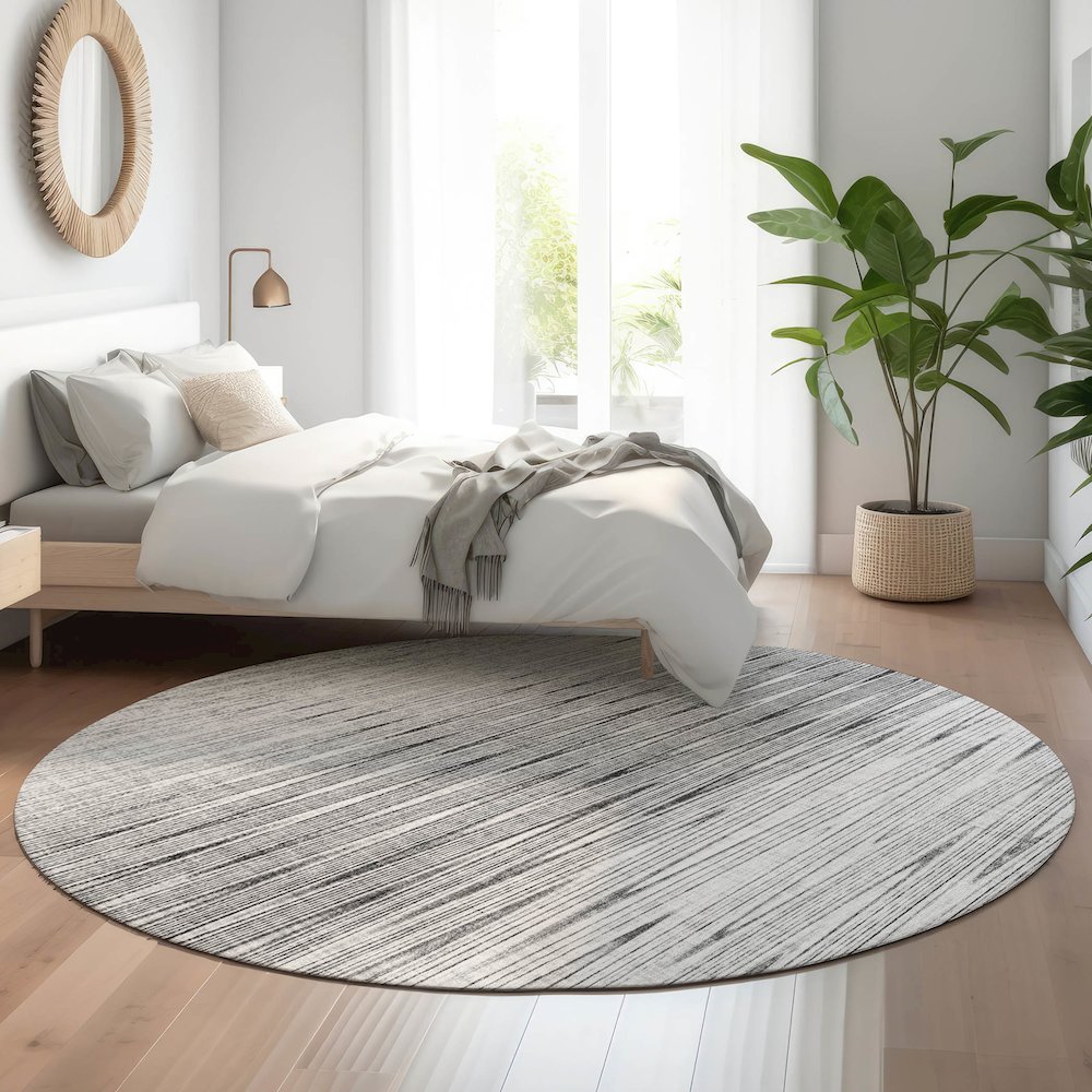 Premium Machine Washable Mayfield AMF800 Gray 8' x 8' Round Rug. Picture 5