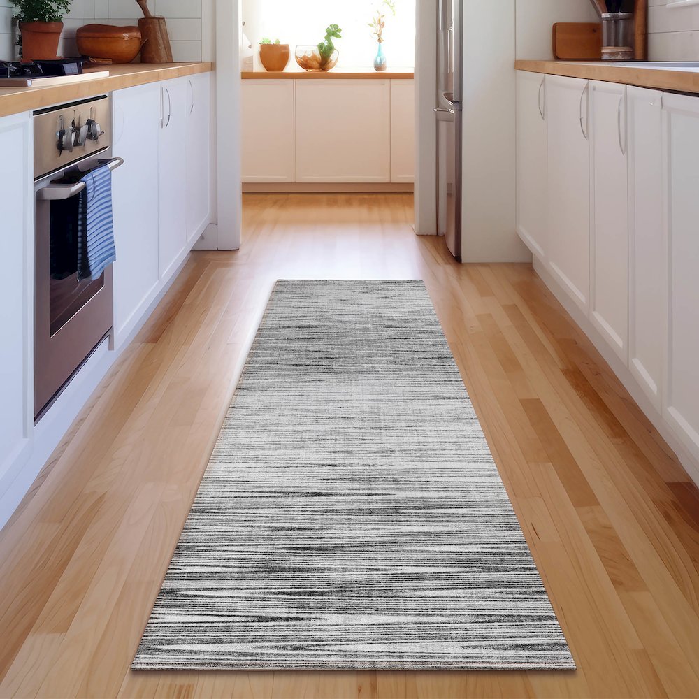 Premium Machine Washable Mayfield AMF800 Gray 2'3" x 7'6" Runner Rug. Picture 5