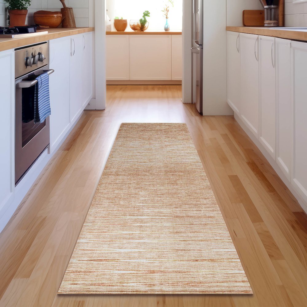 Premium Machine Washable Mayfield AMF800 Salmon 2'3" x 7'6" Runner Rug. Picture 5