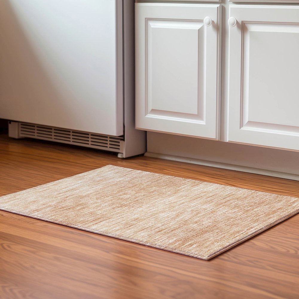 Premium Machine Washable Mayfield AMF800 Salmon 1'8" x 2'6" Rug. Picture 5