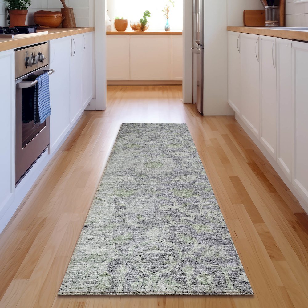 Premium Machine Washable Mayfield AMF801 Plum 2'3" x 7'6" Runner Rug. Picture 5