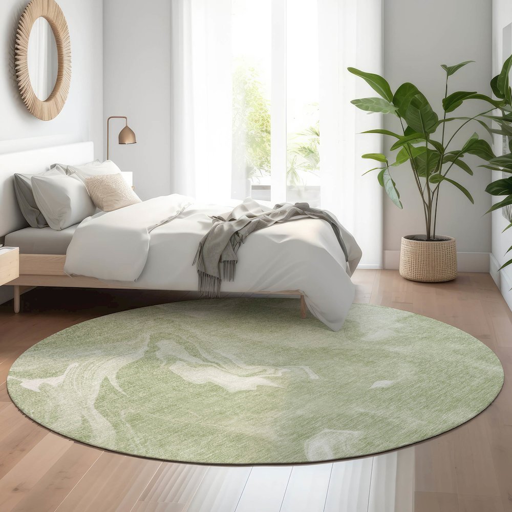 Premium Machine Washable Mayfield AMF802 Aloe 8' x 8' Round Rug. Picture 5