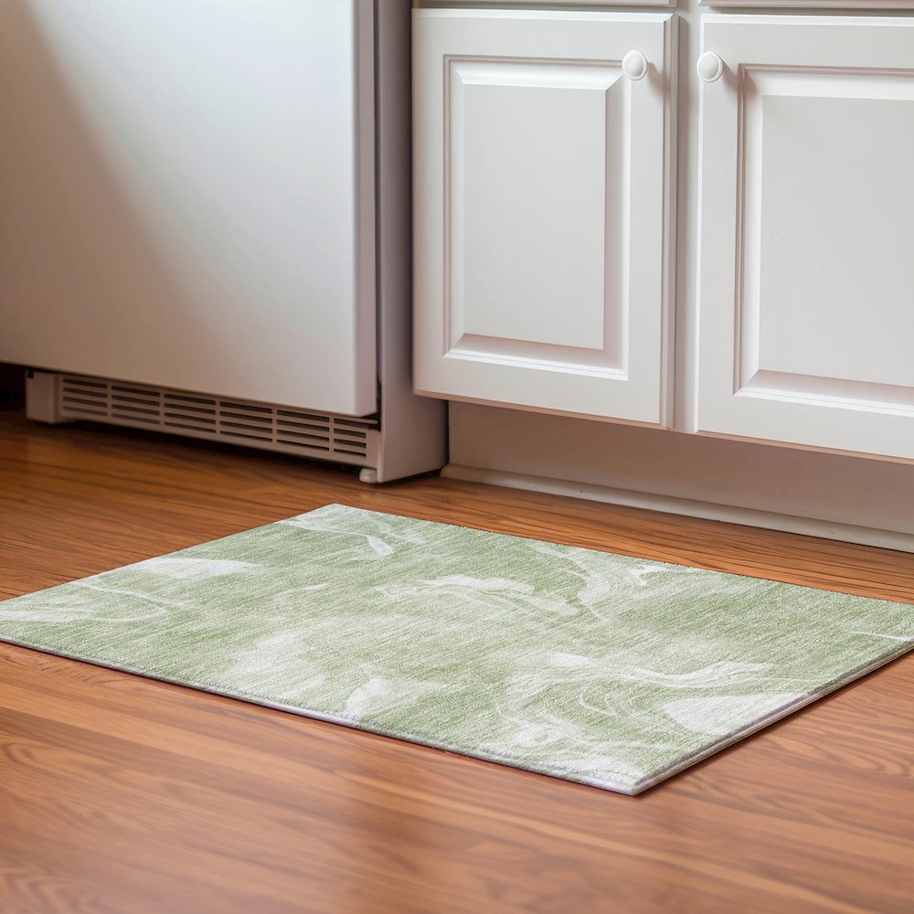 Premium Machine Washable Mayfield AMF802 Aloe 1'8" x 2'6" Rug. Picture 5