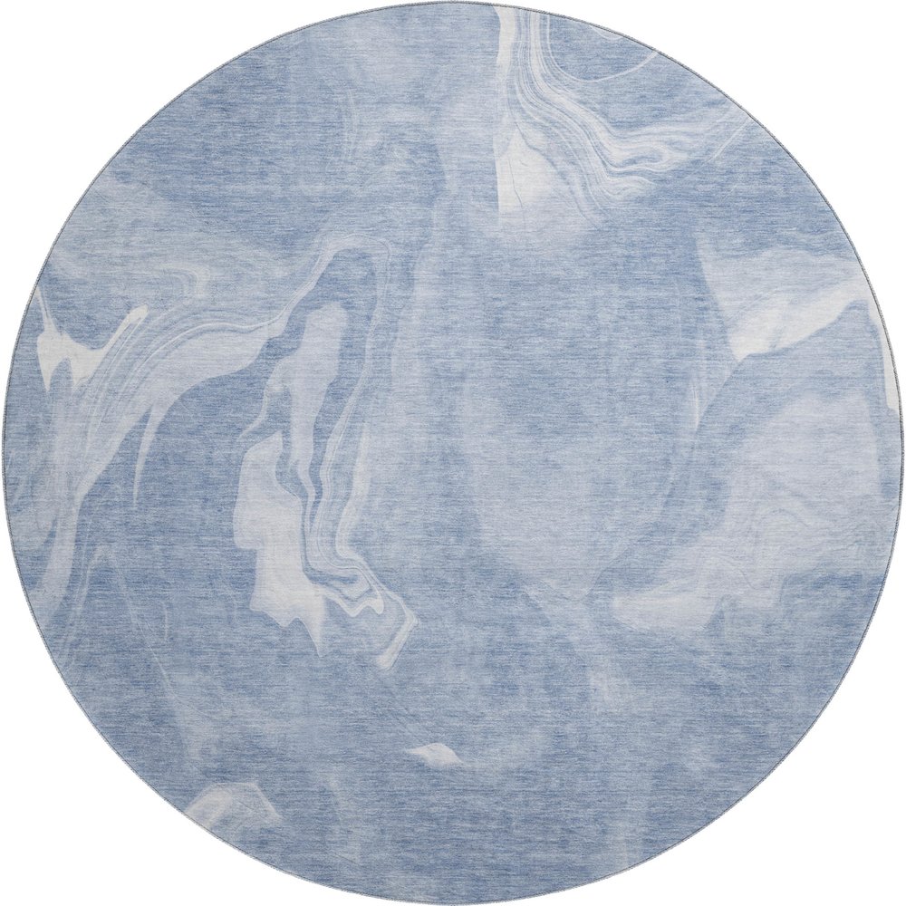 Premium Machine Washable Mayfield AMF802 Blue 8' x 8' Round Rug. Picture 1