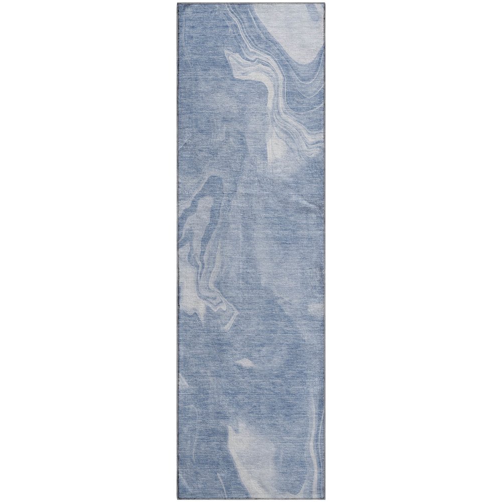 Premium Machine Washable Mayfield AMF802 Blue 2'3" x 7'6" Runner Rug. Picture 1