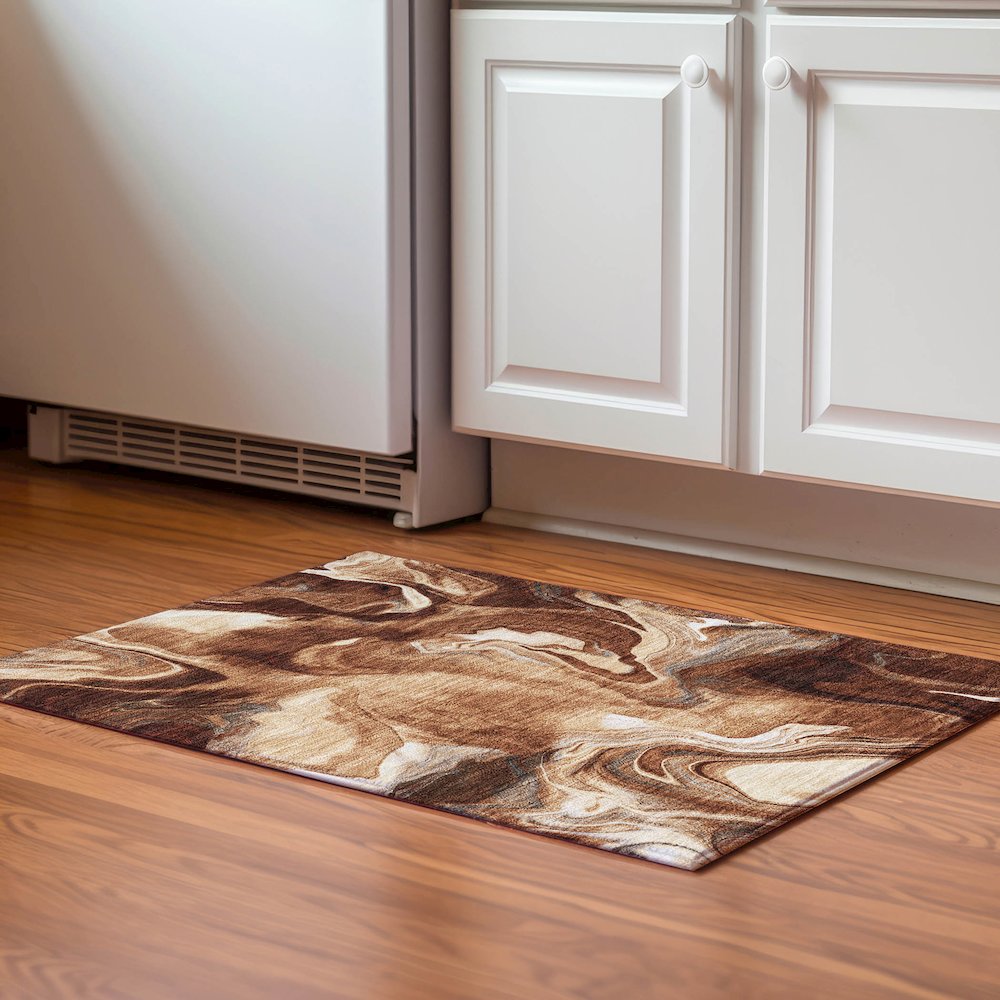 Premium Machine Washable Mayfield AMF802 Paprika 1'8" x 2'6" Rug. Picture 5