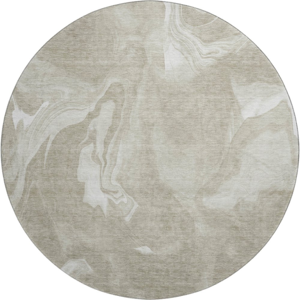Premium Machine Washable Mayfield AMF802 Taupe 8' x 8' Round Rug. Picture 1
