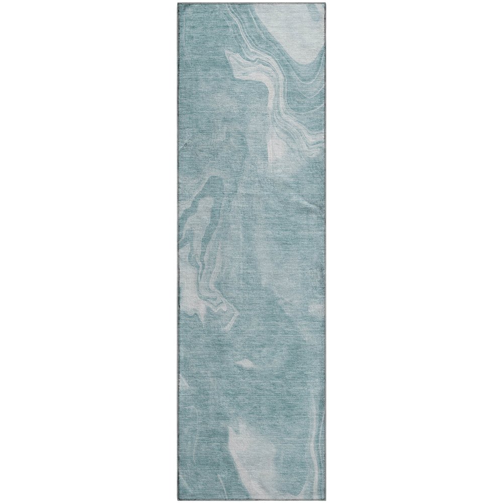 Premium Machine Washable Mayfield AMF802 Teal 2'3" x 7'6" Runner Rug. Picture 1