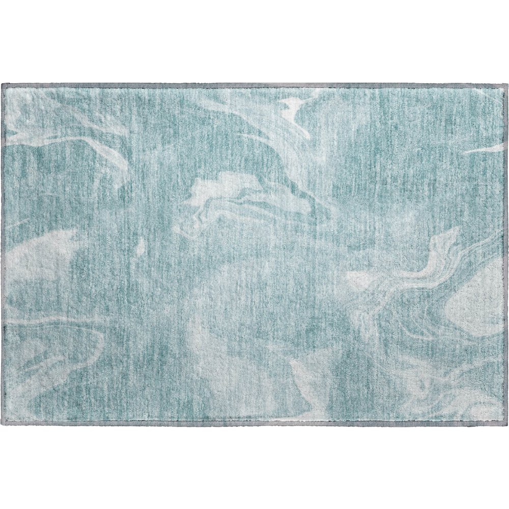 Premium Machine Washable Mayfield AMF802 Teal 1'8" x 2'6" Rug. Picture 1