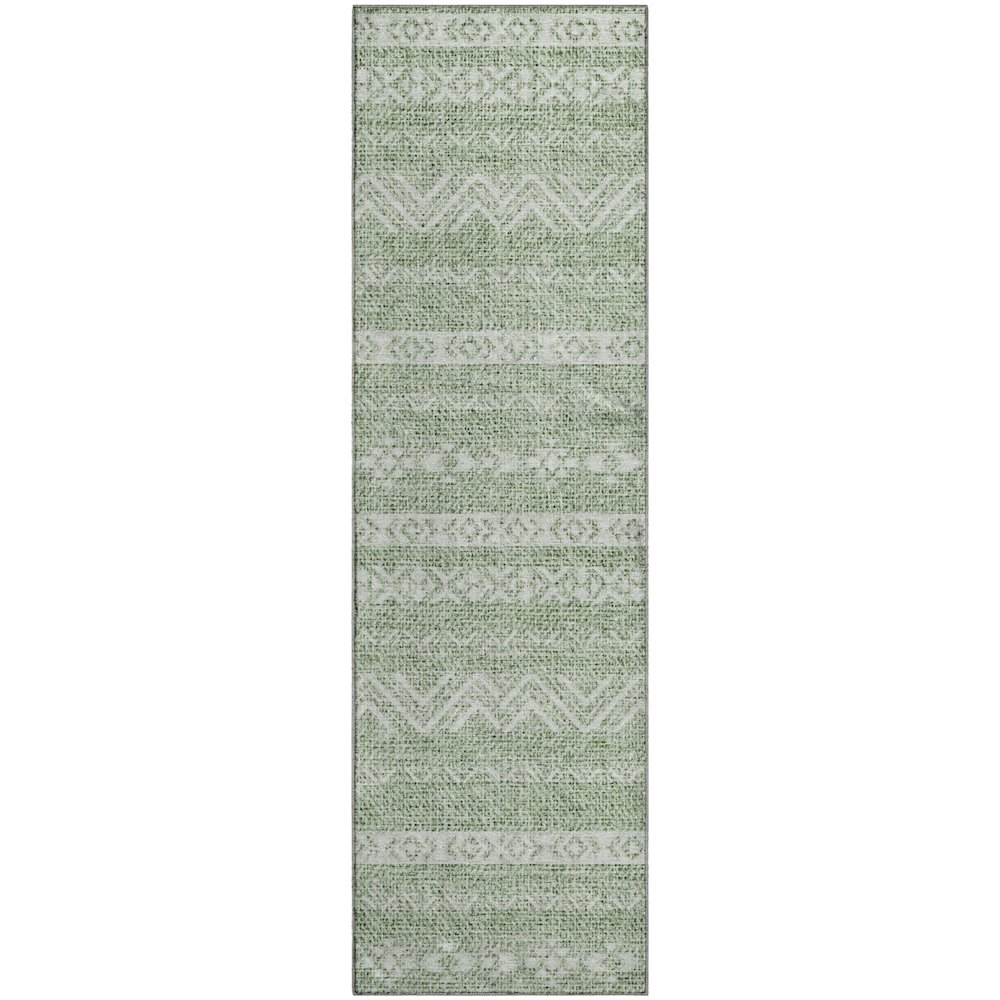 Premium Machine Washable Mayfield AMF803 Aloe 2'3" x 7'6" Runner Rug. Picture 1