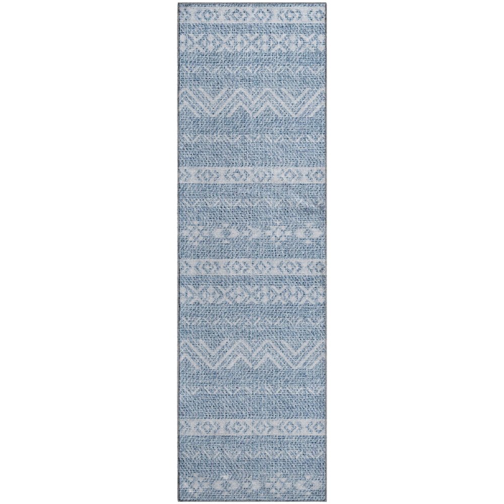 Premium Machine Washable Mayfield AMF803 Blue 2'3" x 7'6" Runner Rug. Picture 1