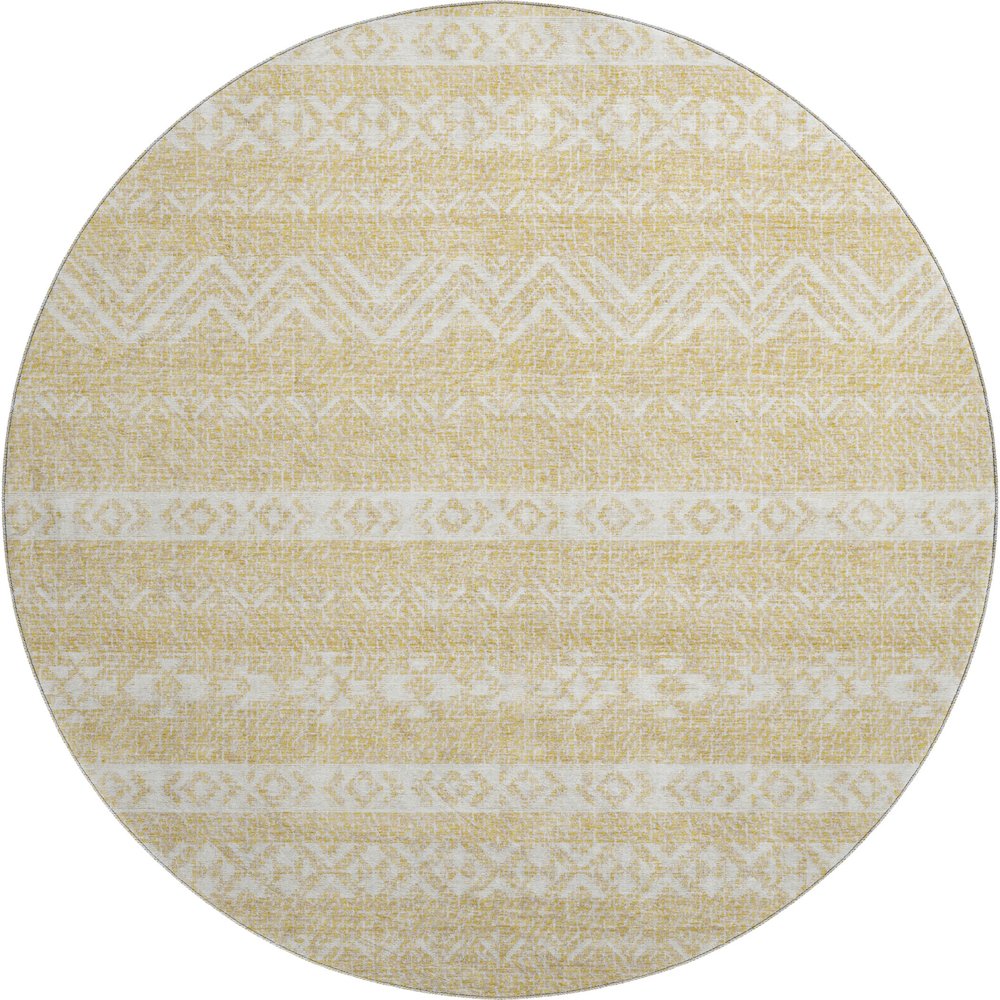 Premium Machine Washable Mayfield AMF803 Gold 8' x 8' Round Rug. Picture 1