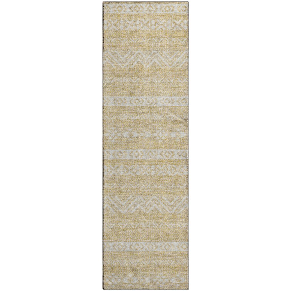 Premium Machine Washable Mayfield AMF803 Gold 2'3" x 7'6" Runner Rug. Picture 1