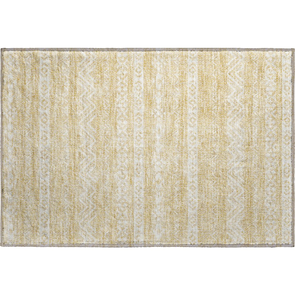 Premium Machine Washable Mayfield AMF803 Gold 1'8" x 2'6" Rug. Picture 1