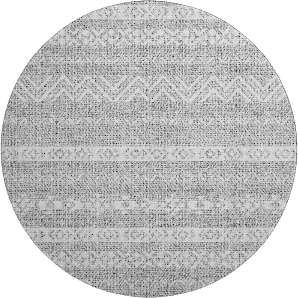 Premium Machine Washable Mayfield AMF803 Gray 8' x 8' Round Rug. Picture 1