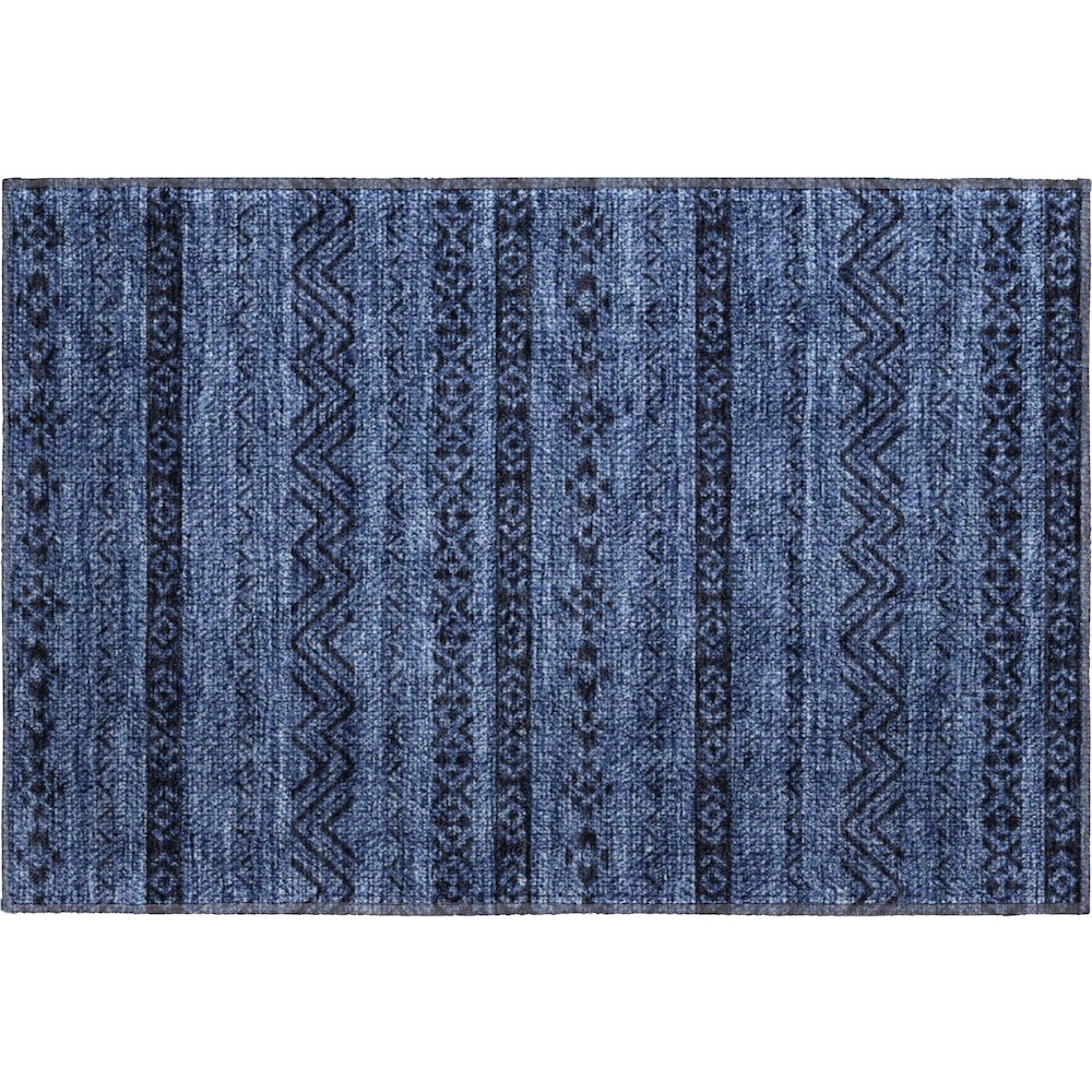 Premium Machine Washable Mayfield AMF803 Navy 1'8" x 2'6" Rug. Picture 1
