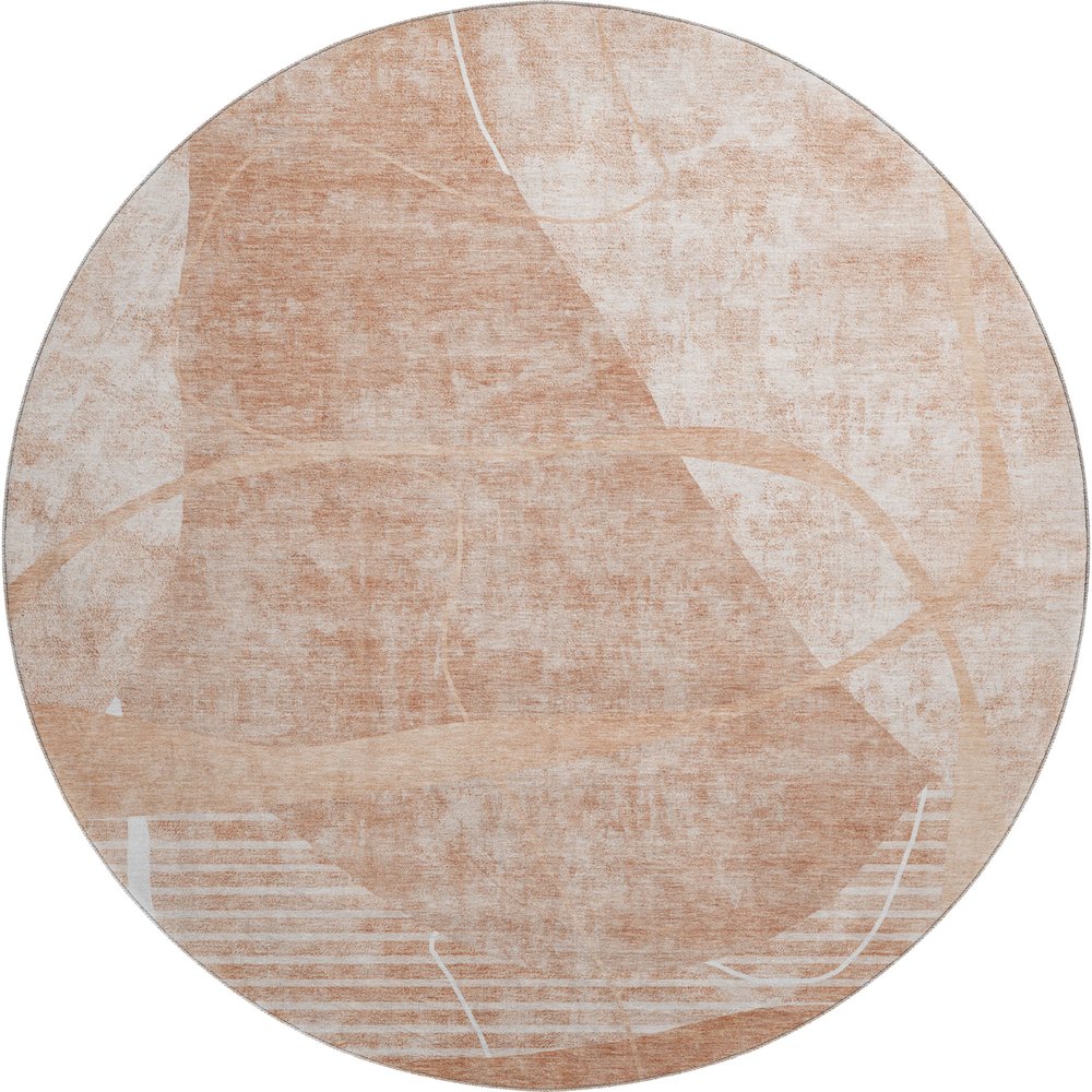 Premium Machine Washable Mayfield AMF805 Salmon 8' x 8' Round Rug. Picture 1
