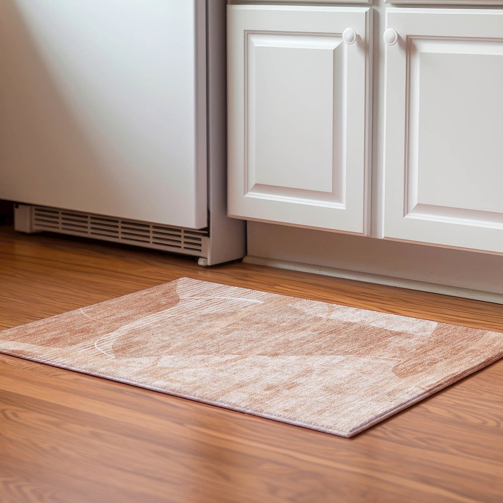 Premium Machine Washable Mayfield AMF805 Salmon 1'8" x 2'6" Rug. Picture 5