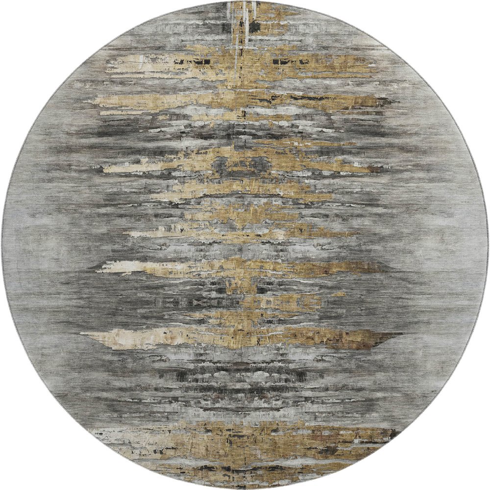 Premium Machine Washable Mayfield AMF807 Gray 8' x 8' Round Rug. Picture 1