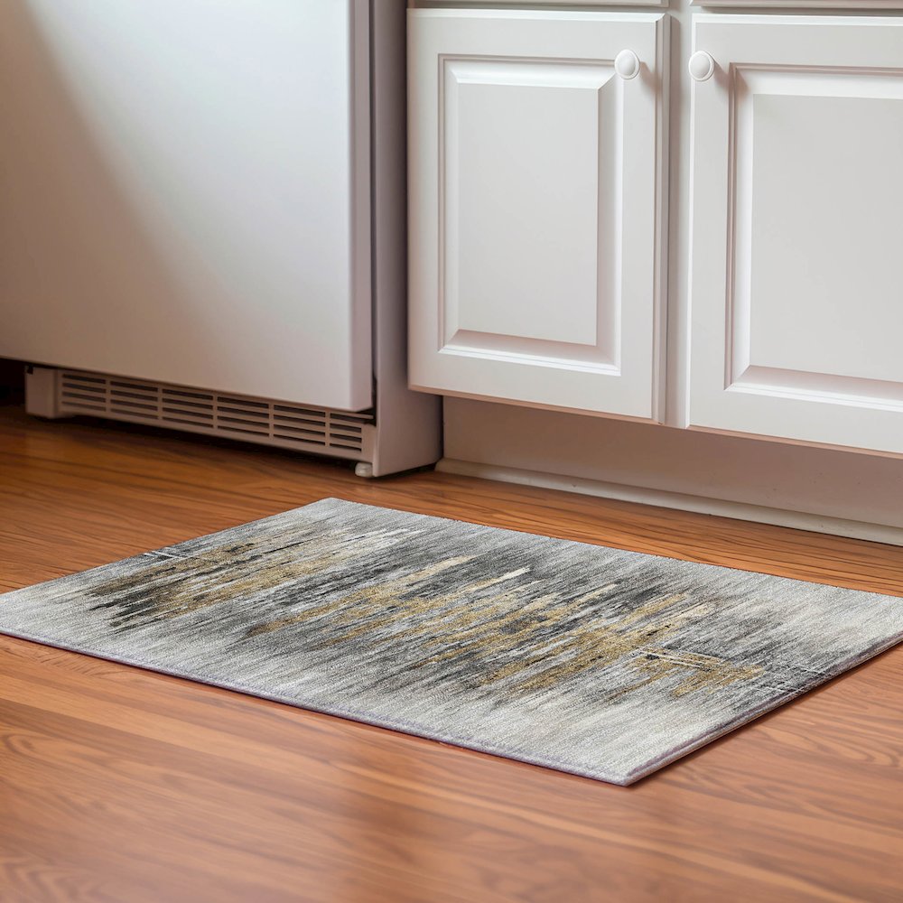 Premium Machine Washable Mayfield AMF807 Gray 1'8" x 2'6" Rug. Picture 5