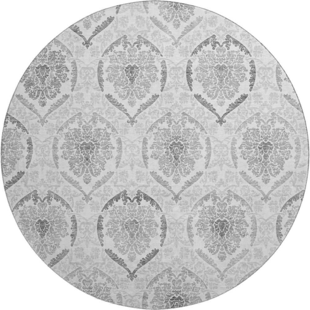 Premium Machine Washable Mayfield AMF808 Silver 8' x 8' Round Rug. Picture 1