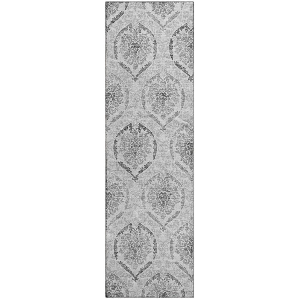 Premium Machine Washable Mayfield AMF808 Silver 2'3" x 7'6" Runner Rug. Picture 1