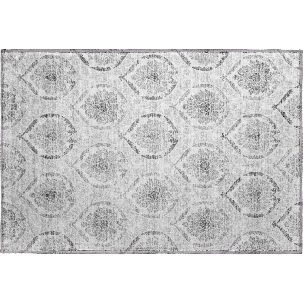 Premium Machine Washable Mayfield AMF808 Silver 1'8" x 2'6" Rug. Picture 1