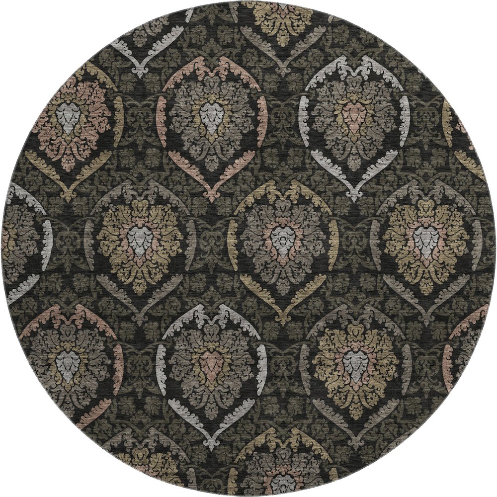 Premium Machine Washable Mayfield AMF809 Black 8' x 8' Round Rug. Picture 1
