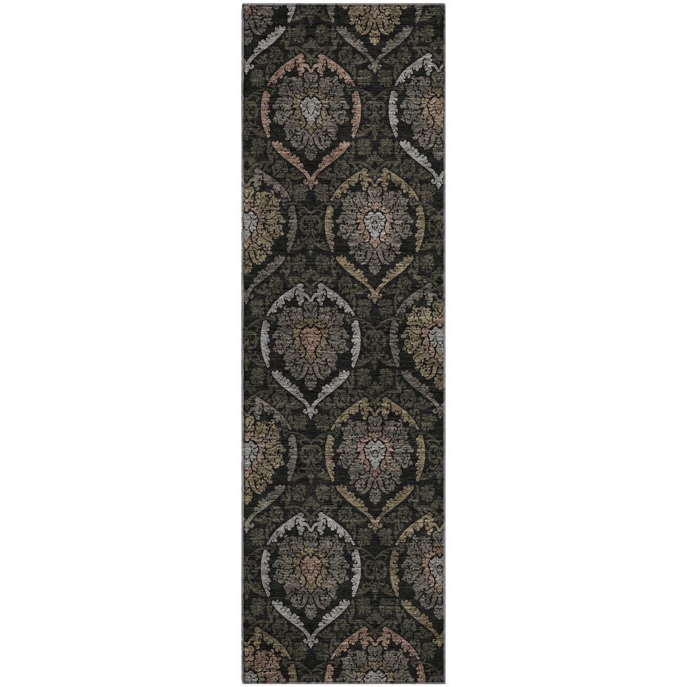 Premium Machine Washable Mayfield AMF809 Black 2'3" x 7'6" Runner Rug. Picture 1