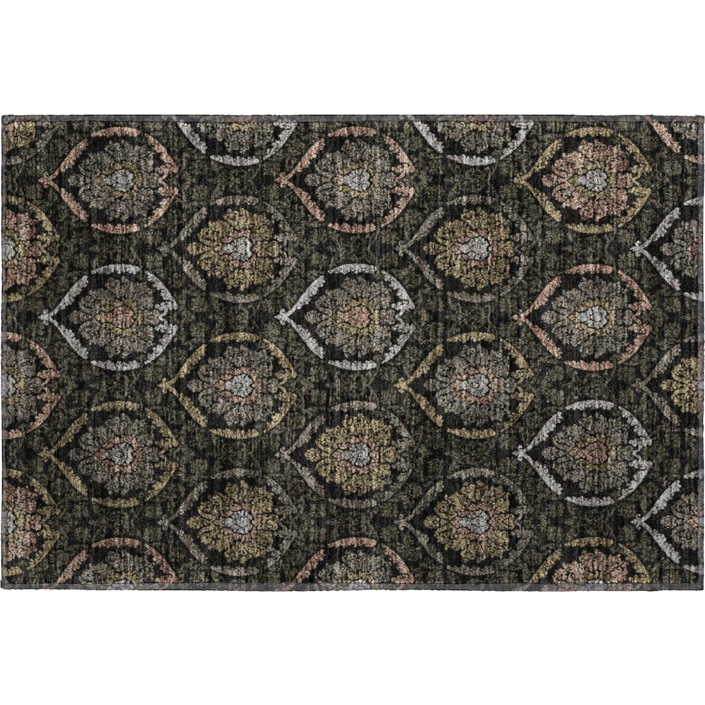 Premium Machine Washable Mayfield AMF809 Black 1'8" x 2'6" Rug. Picture 1