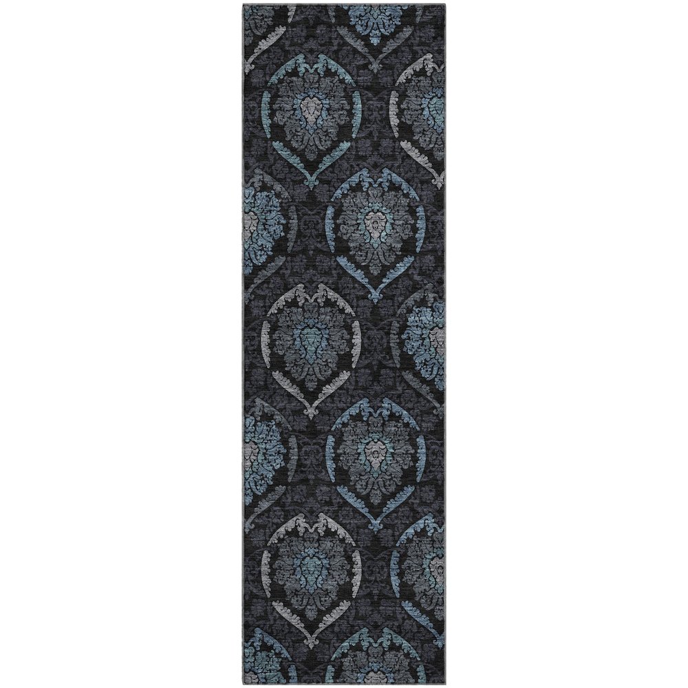 Premium Machine Washable Mayfield AMF809 Blue 2'3" x 7'6" Runner Rug. Picture 1