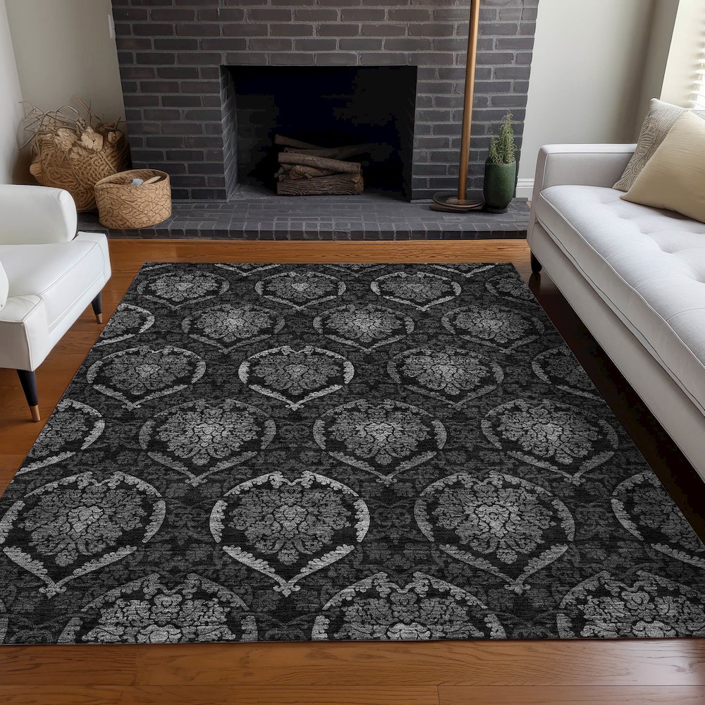 Premium Machine Washable Mayfield AMF809 Gray 2'6" x 3'10" Rug. Picture 5