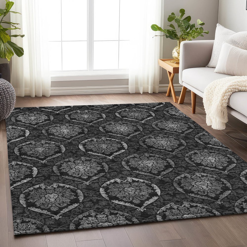 Premium Machine Washable Mayfield AMF809 Gray 2'6" x 3'10" Rug. Picture 6